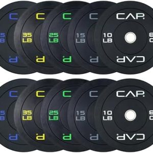 CAP Barbell 2-Inch Olympic Bumper Plate Weight Set | 100-370 lbs | Multiple Options