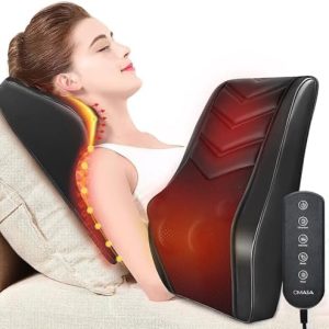 Shiatsu Neck Massager with Heat, 3D Kneading Back Massage Pillow for Pain Relief, Massagers for Neck and Back, Shoulder, Leg, Gifts for Men Women Mom Dad, Stress Relax at Home Office and Car