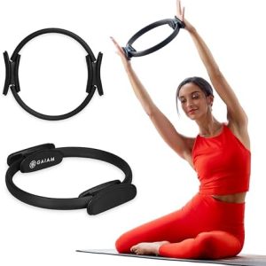 Gaiam Pilates Ring Fitness Circle – Lightweight & Durable Foam Padded Handles, Flexible Resistance Exercise Equipment for Toning Arms, Thighs/Legs & Core