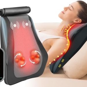 Snailax Back Massager for Back Pain Deep Tissue, Shiatsu Lower Back Neck Massager with Heat, 3D Kneading Massage Pillow for Neck Shoulder Legs, Gifts for Mom, Dad, Women