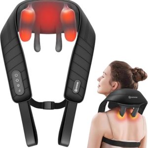 COMFIER Cordless Neck Massager with Heat, 4D Kneading Neck and Shoulder Massager Deep Tissue, Shiatsu Neck Back Massager Pillow, 2 Heating Levels,Gifts for Mom Dad